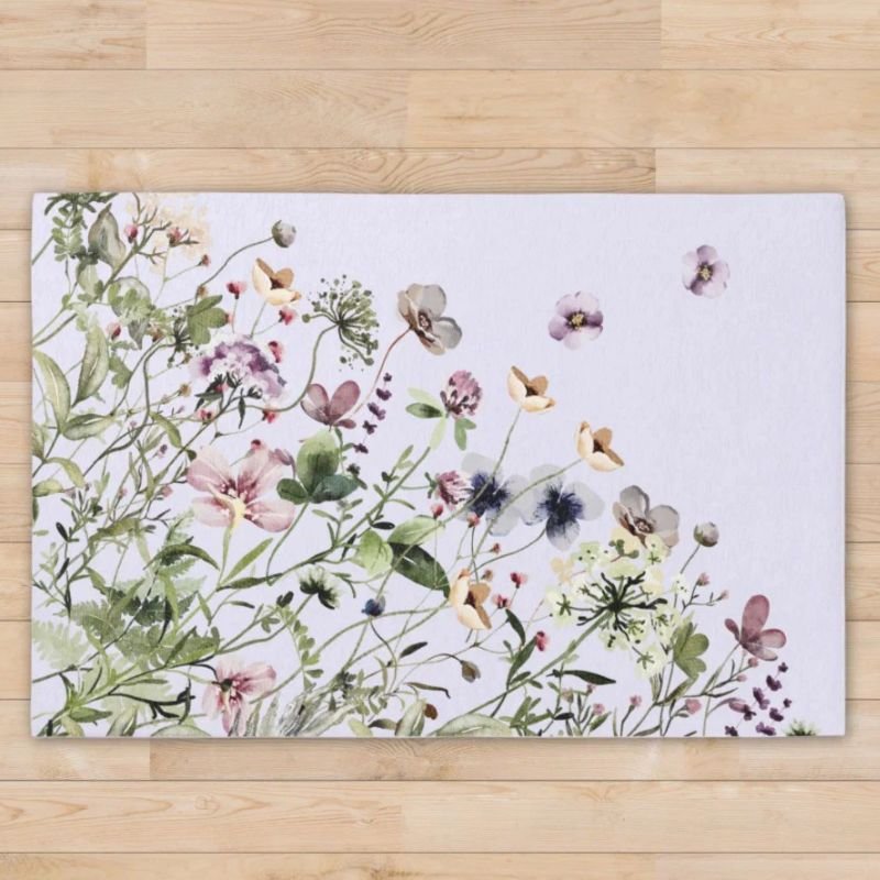 Watercolor Purple Wildflowers Rug