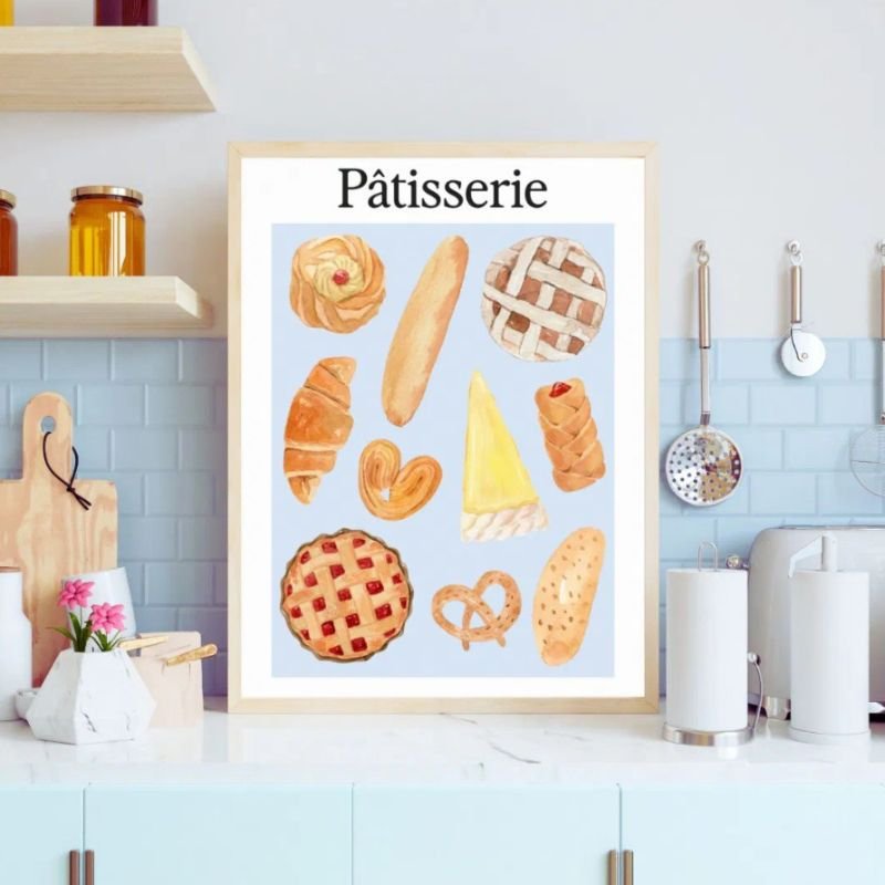 Patisserie French Bakery Pastry Bread Food Art Poster