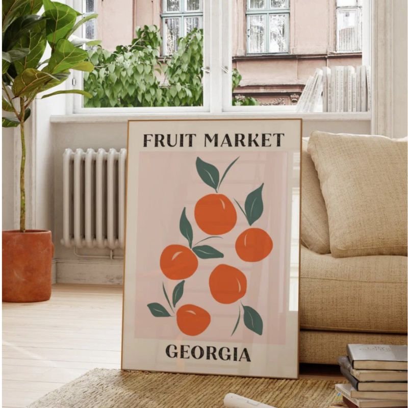 Fruit Market Georgia Orange Peach Food Poster