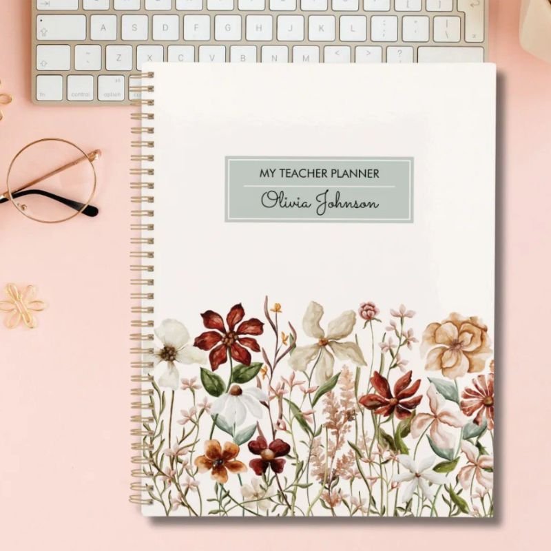 Personalized Watercolor Vintage Wildflower Floral Planner