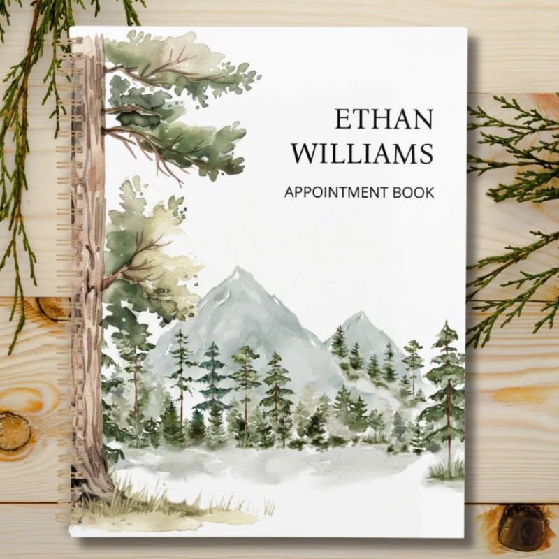 Watercolor Green Forest Personalized Appointment Planner