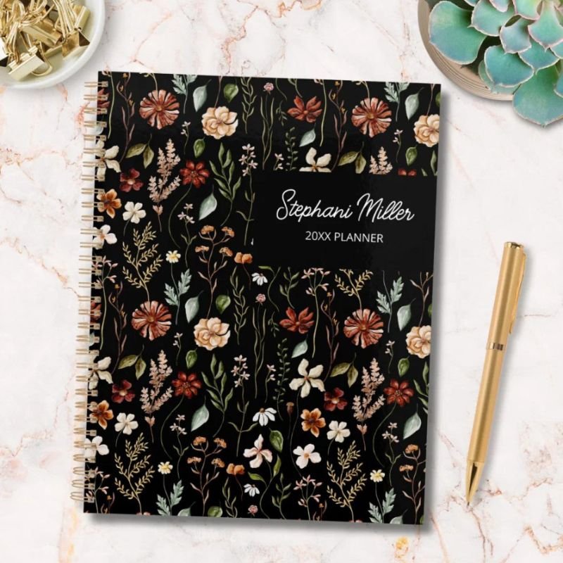Elegant Autumn Wildflower Meadow Floral Pattern Planner
