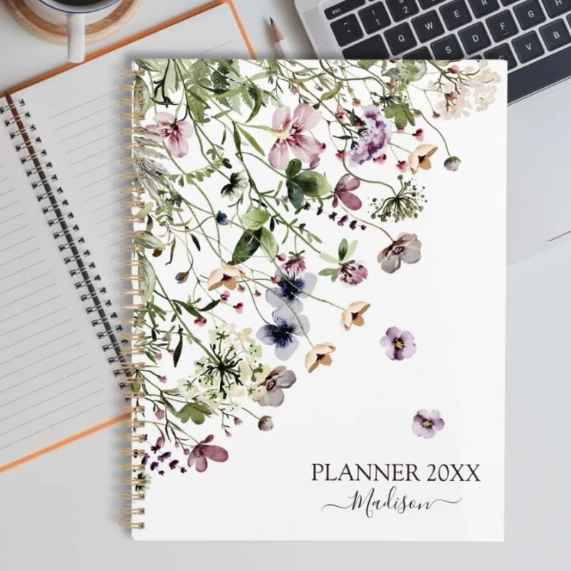 Watercolor Purple Wildflowers Planner