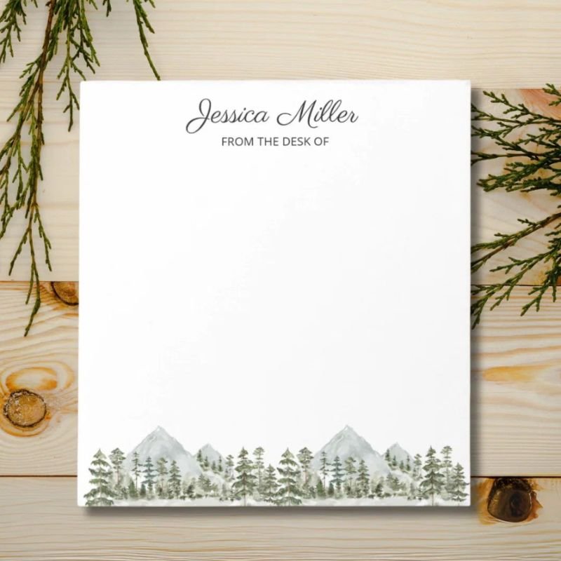 Personalized Watercolor Forest From The Desk of Notepad