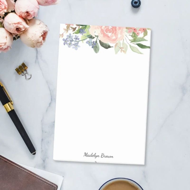 Watercolor Pink Rose Spring Floral Post-it Notes