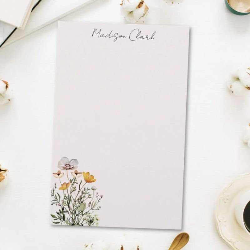 Dried Wildflower Bouquet Personalized Name Post-it Notes