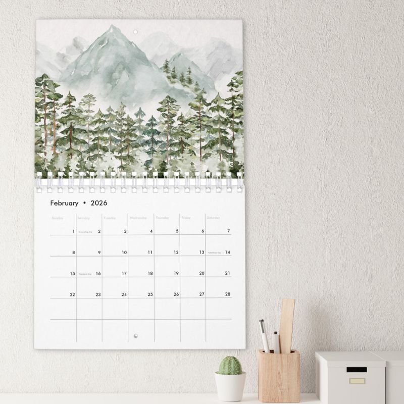 Watercolor Forest and Flower 2026 Calendar
