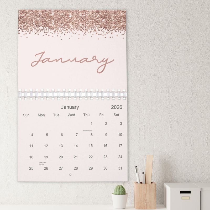 Rose Gold Modern Minimalist 2026 Calendar