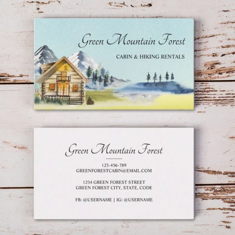 Rustic Vintage Mountain Cabin Lodge Business Card