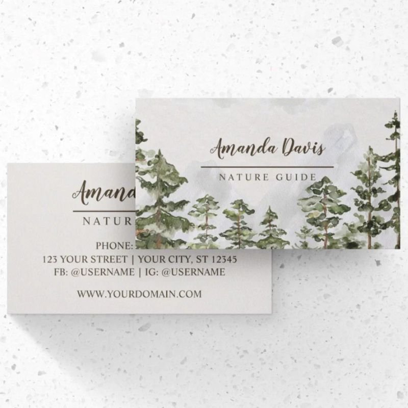 Pine Forest Nature Watercolor Business Card