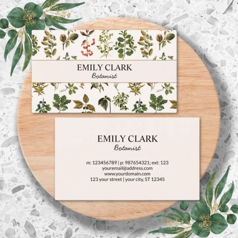 Vintage Herbarium Green Plant leaves Business Card