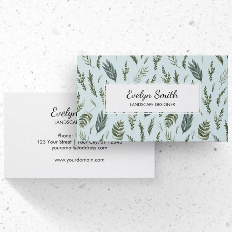 Green Leaves Botanical Pattern Business Card