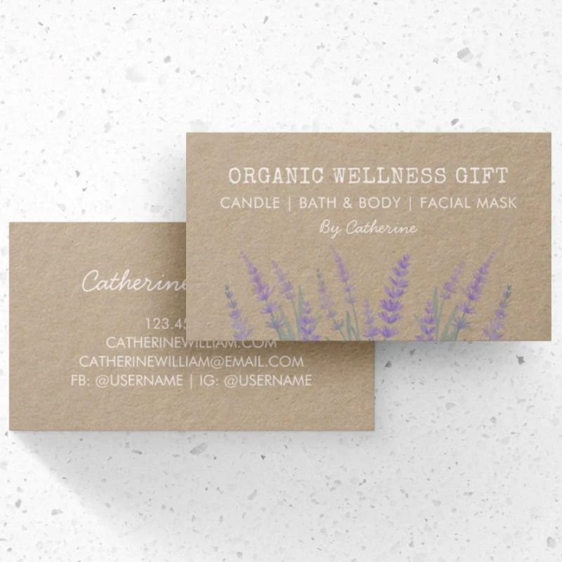 Natural Eco Organic Lavender Watercolor Floral Business Card