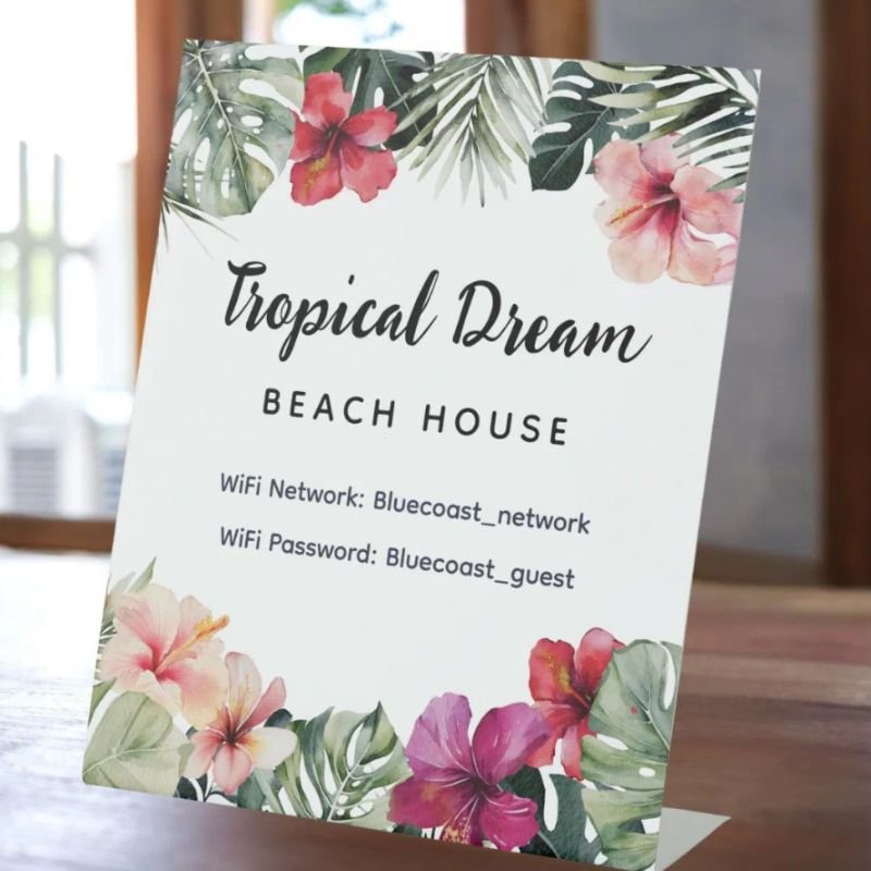 Watercolor Tropical Floral Botanical Summer Beach Pedestal Sign