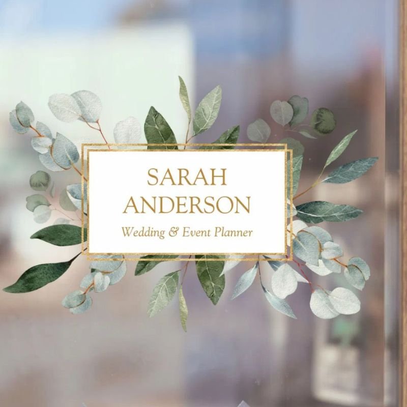 Elegant Watercolor Tropical Eucalyptus Greenery Window Cling