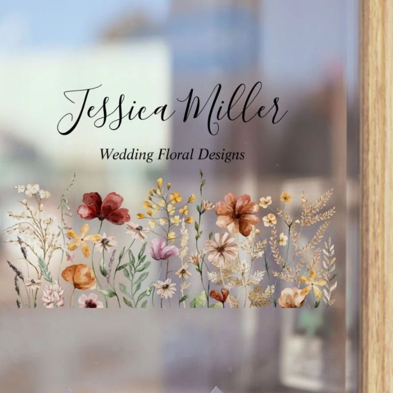 Elegant Monogram Pretty Watercolor Wildflower Window Cling