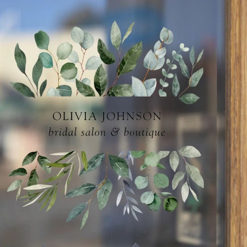 Sage Green Eucalyptus Greenery Leaves Door Window Cling