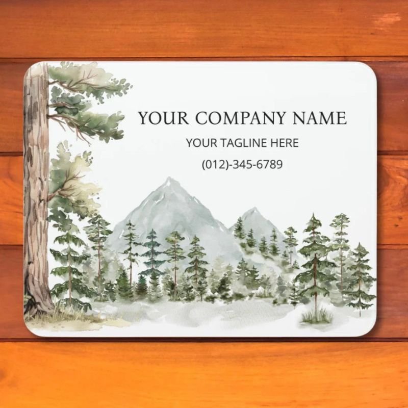 Watercolor Green Forest Personalized Business Door Sign