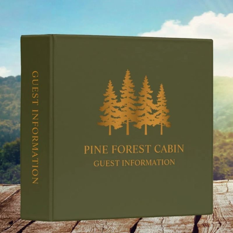 Pine Forest Lake House Cabin Guest Information 3 Ring Binder