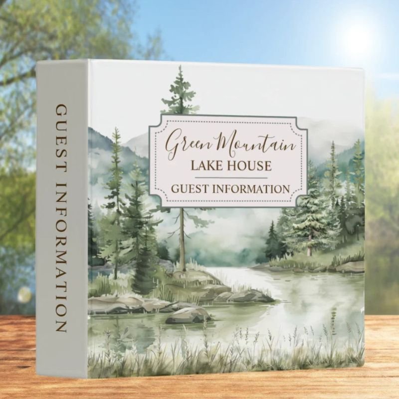 Pine Forest Lake House Cabin Guest Information 3 Ring Binder