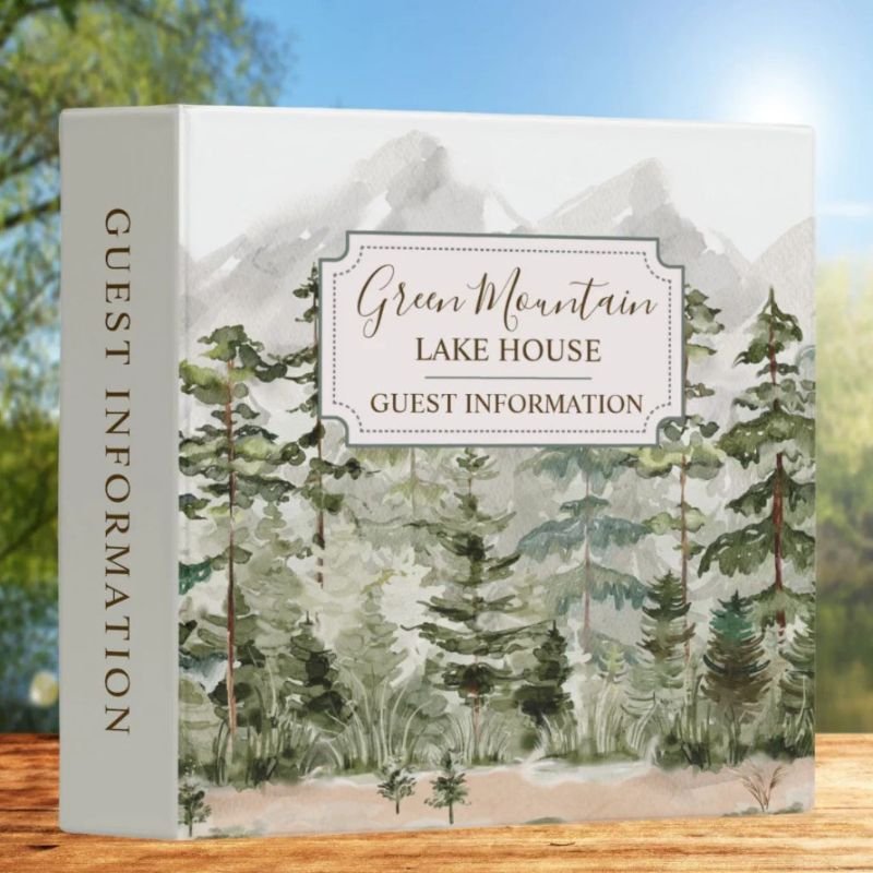 Forest Mountain Cabin Lake House Guest Information 3 Ring Binder