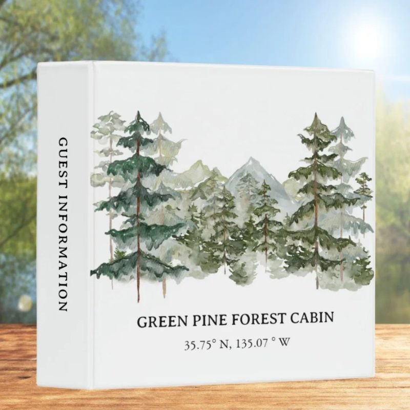 Rustic Forest Vacation Rental Guest Information 3 Ring Binder