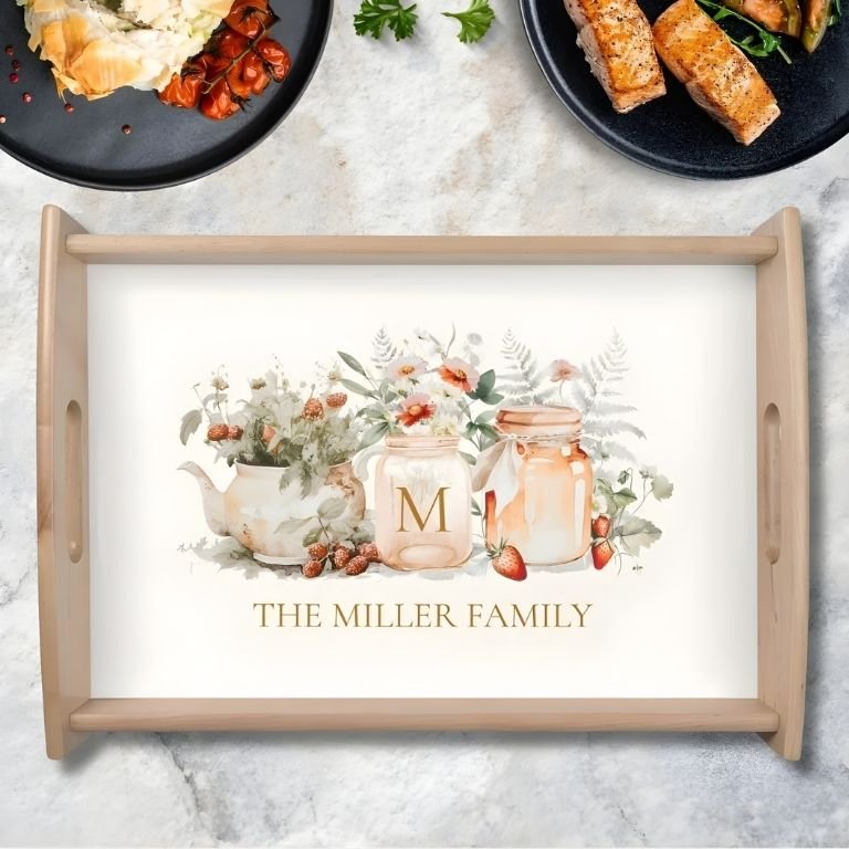 Personalized serving tray for spring kitchen decor