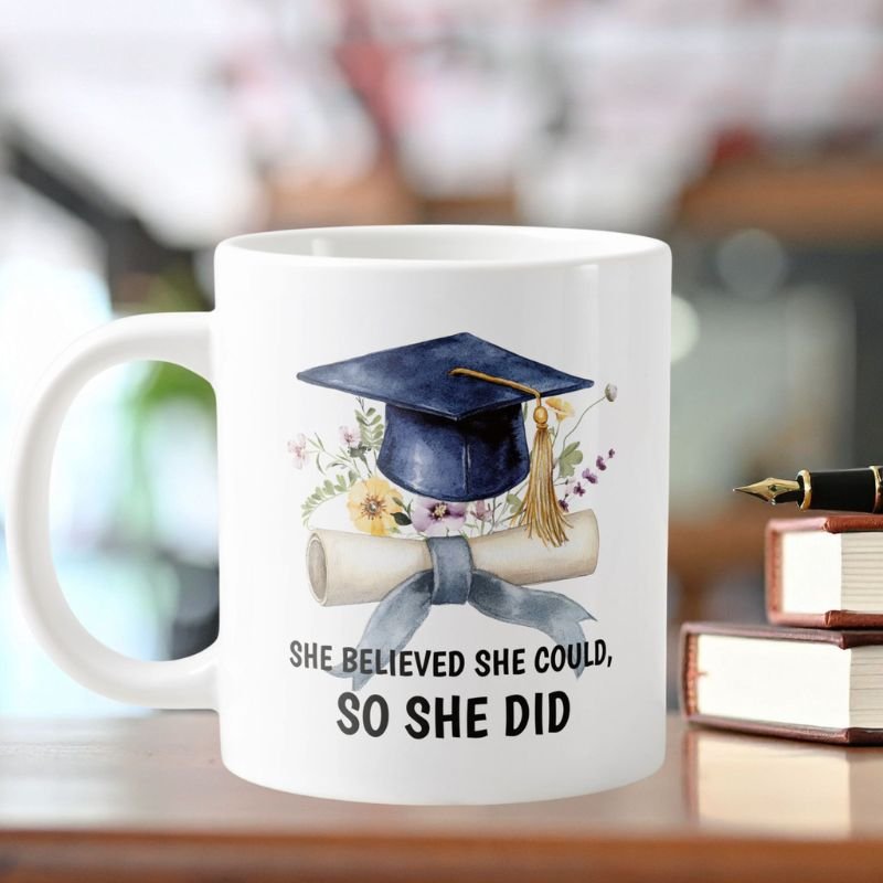 Personalized Quote and Name Floral Graduation Giant Coffee Mug