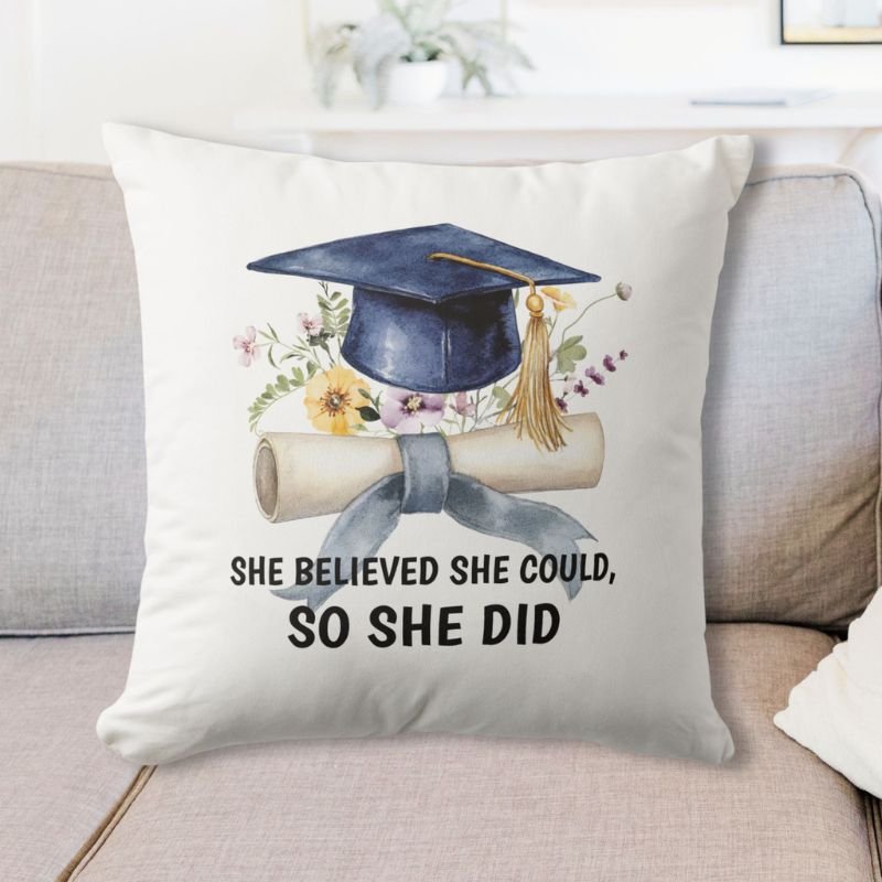 Personalized Quote and Name Floral Graduation Throw Pillow
