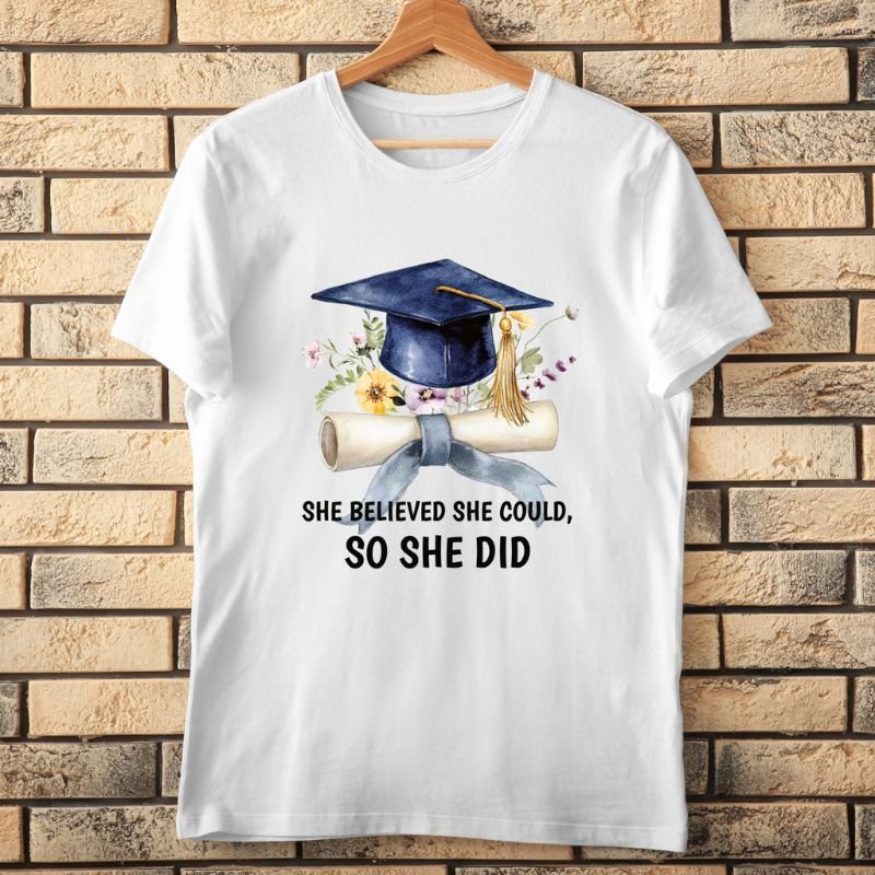 Personalized Inspirational Quote Floral Graduation T-Shirt Introducing our Personalized Inspirational Quote Floral Graduation T-Shirt. Featuring a watercolor illustration and an inspirational quote that can be customized with your your own quote. Suitable as a graduation gift for girls and women.