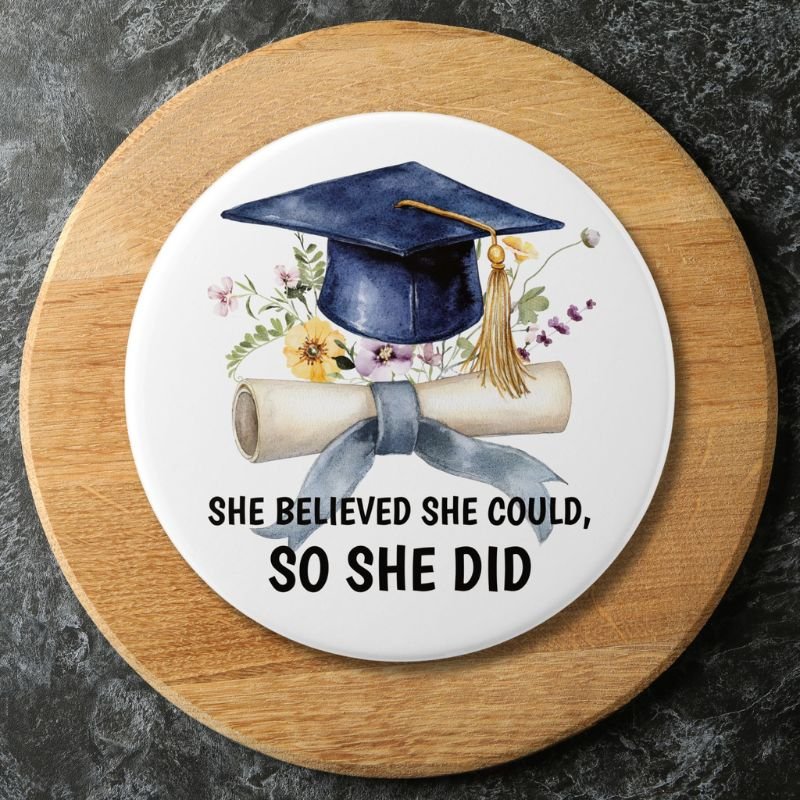 Personalized Inspirational Quote Floral Graduation Button