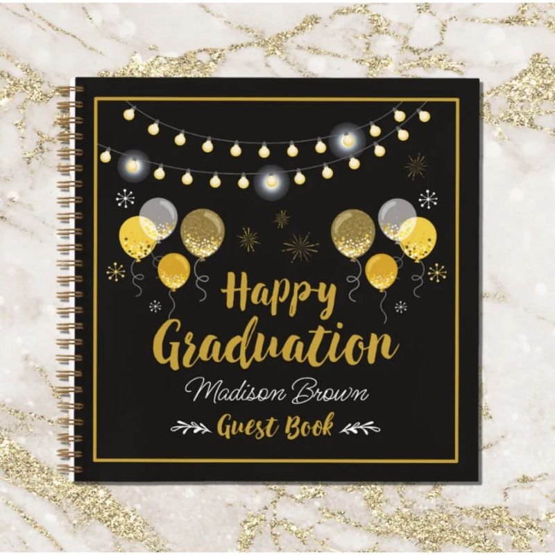 Black and Gold Graduation Party Guest Book